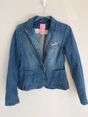 Monte Carlo Polo & Jockey Club Vintage Denim Blazer Jacket Small